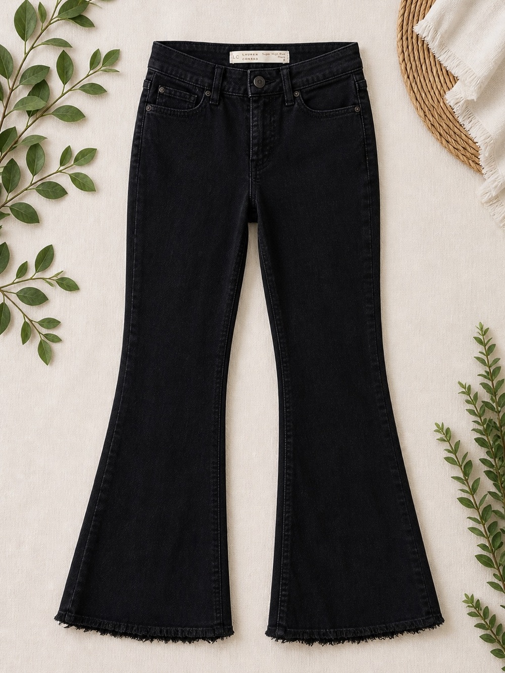 Lauren Conrad Black Super High Rise Flare Jeans Retro Chic Size 8